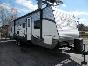 33 Foot Innsbruck RV Travel Trailer for Rent with Outdoor Kitchen and Slide-Out